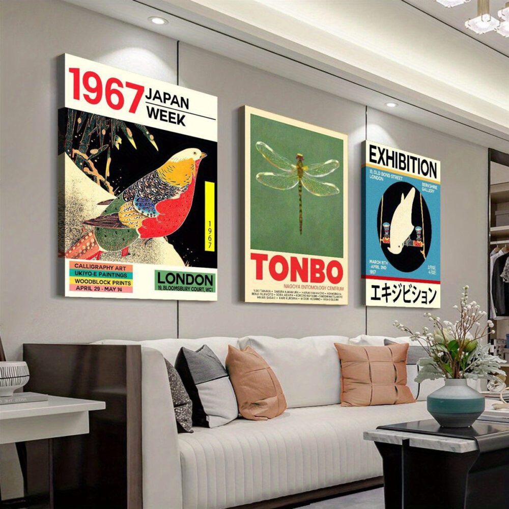 Wrap Canvas Painting – 3 Pack | Wooden Frame | Japanese Vintage Wall Art - Image 5