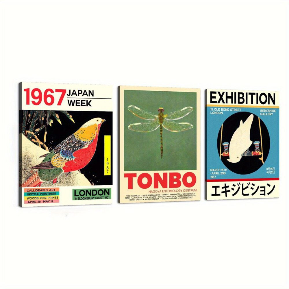 Wrap Canvas Painting – 3 Pack | Wooden Frame | Japanese Vintage Wall Art - Image 3
