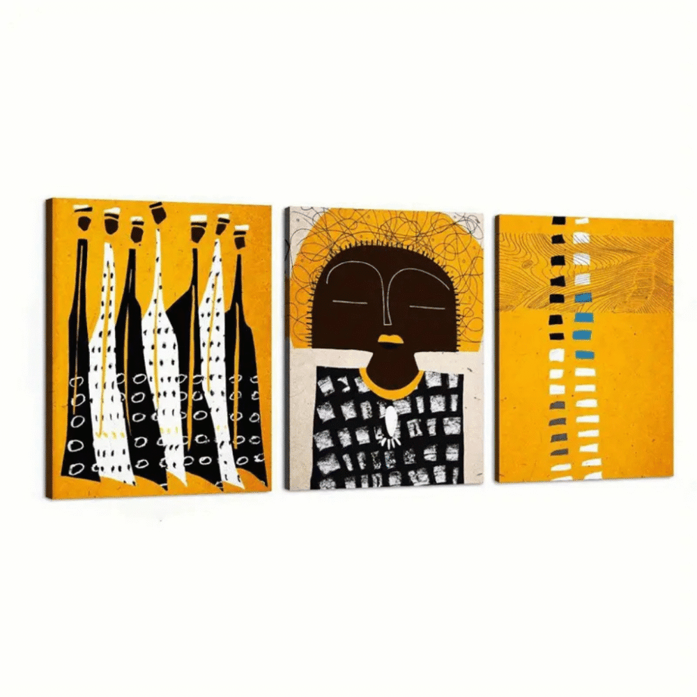 3pcs Modern Bohemian African Women Canvas Painting – Elegant Afro Art Prints - Image 3