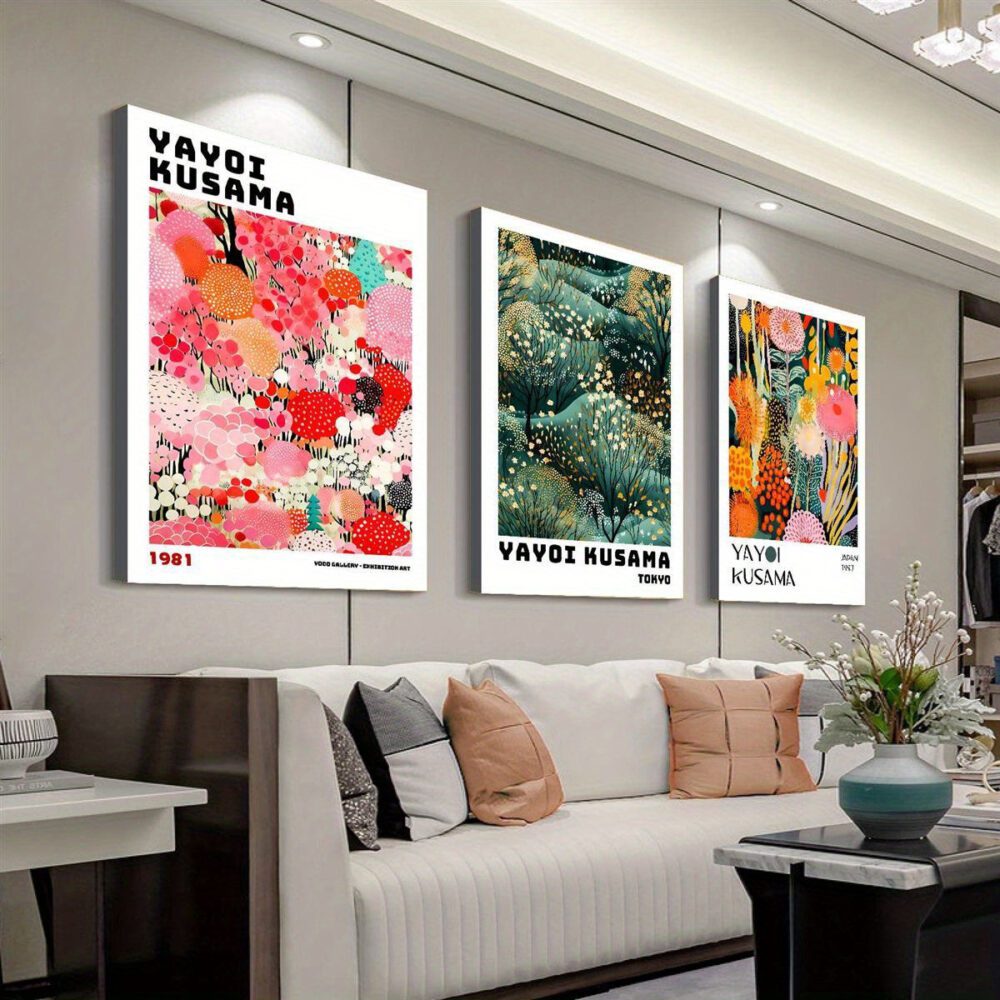 3pcs Ink Landscape & Floral Canvas Wall Art – Pine Wood Frame, Elegant Nature Design - Image 5