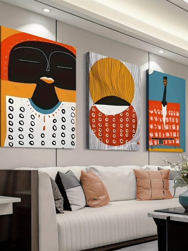 3pcs Modern Bohemian African Art Canvas Posters – Afrocentric Wall Decor