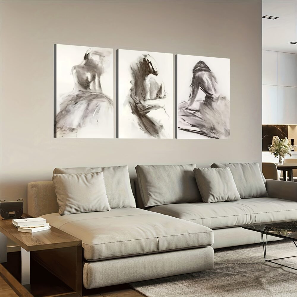 3pcs Modern Abstract Woman Sketch Canvas Wall Art – Minimalist Line Art Prints - Image 6