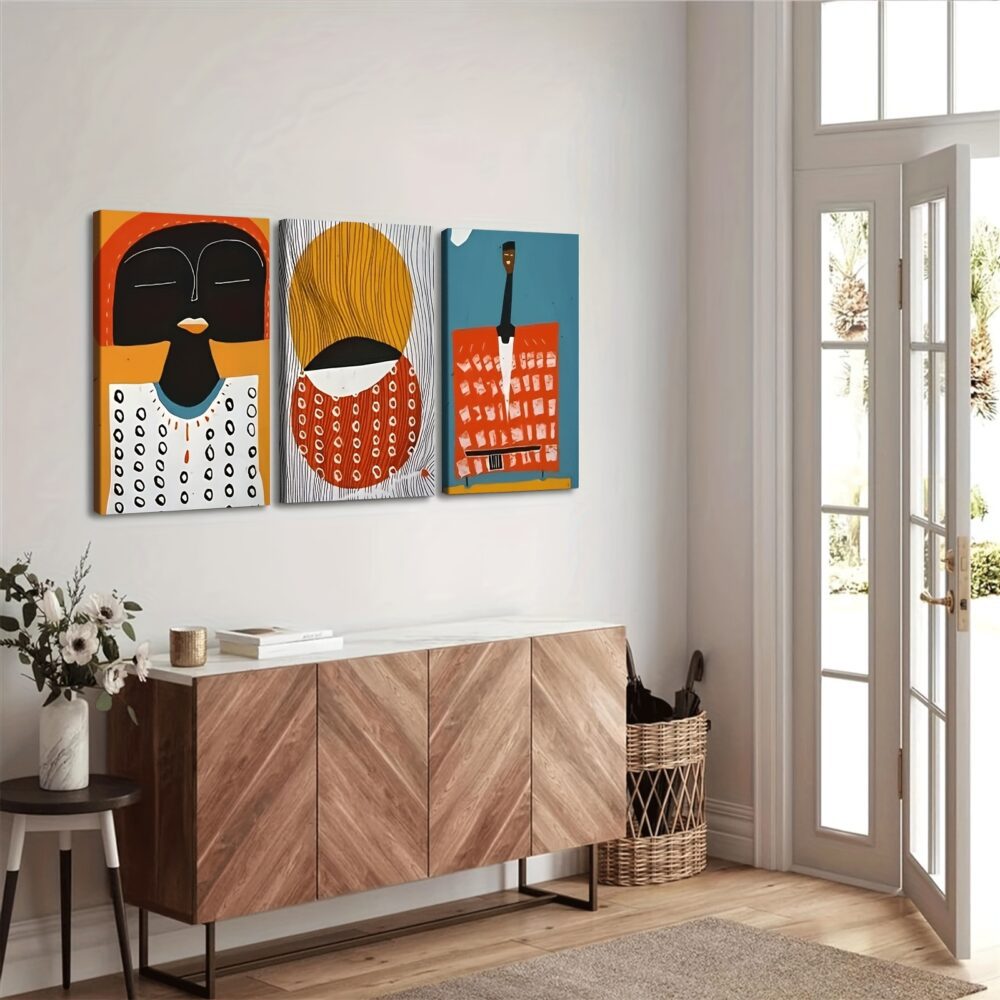 3pcs Modern Bohemian African Art Canvas Posters – Afrocentric Wall Decor - Image 4