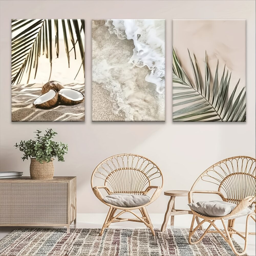 3pcs Summer Seaside Resort Canvas Prints – Modern Landscape Wall Art