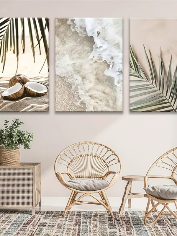 3pcs Summer Seaside Resort Canvas Prints – Modern Landscape Wall Art