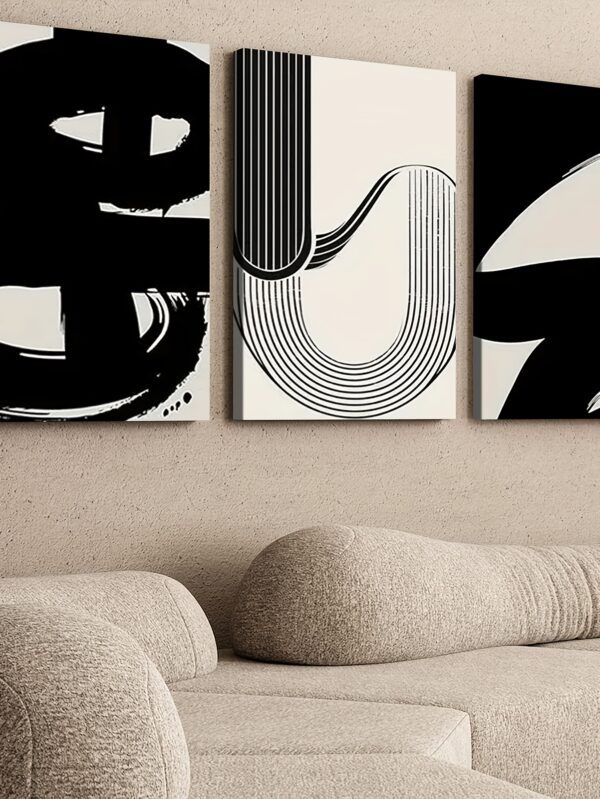 3pcs Valentine’s Day Canvas Art Set – Abstract Line Art with Exquisite Wood Frame