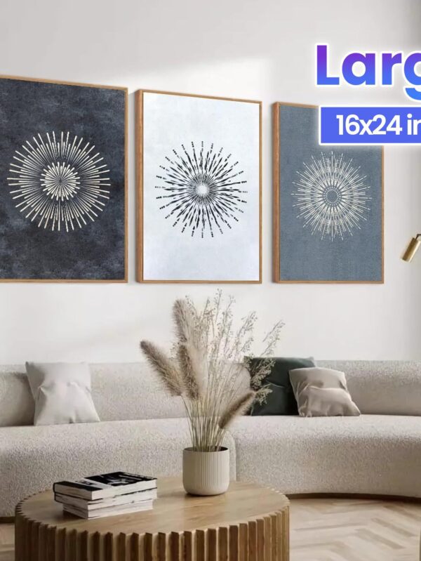 Large Mid-Century Mandala Canvas – Neutral Textured Minimalist Wall Art