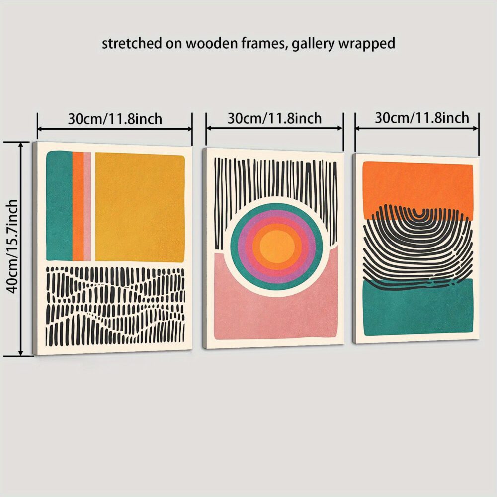 3pcs Abstract Shape Canvas Posters – Wood Framed Boho Minimalist Wall Art - Image 8