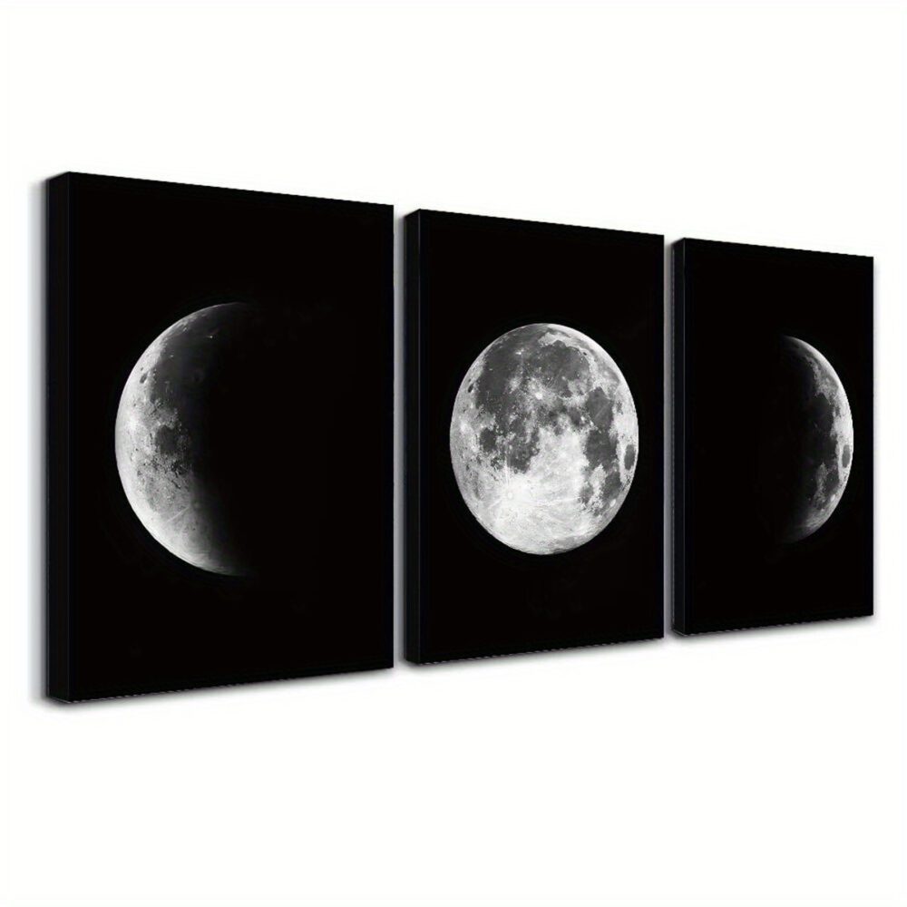 Wall Art Set of 3 – Full Moon and Half Moon Wrapped Canvas Prints - Image 7