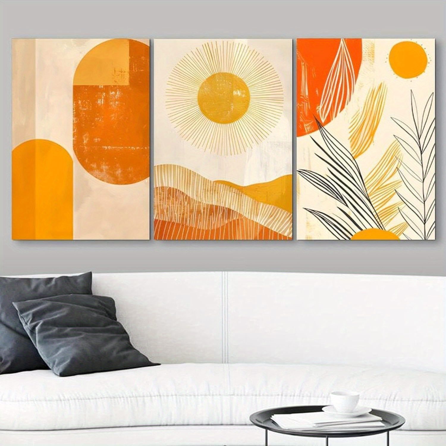 3pcs Abstract Geometric Canvas Wall Art – Modern Shapes & Patterns for Room Decoration