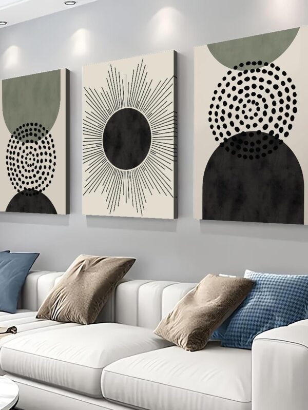3pcs Black & White Boho Style Salvia Officinalis Canvas Wall Art – Waterproof Botanical Prints