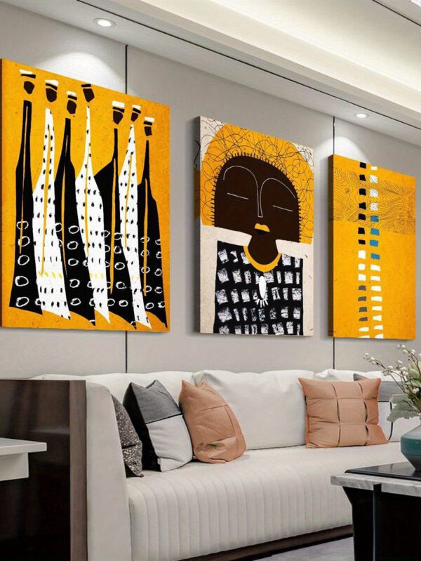 3pcs Modern Bohemian African Women Canvas Painting – Elegant Afro Art Prints