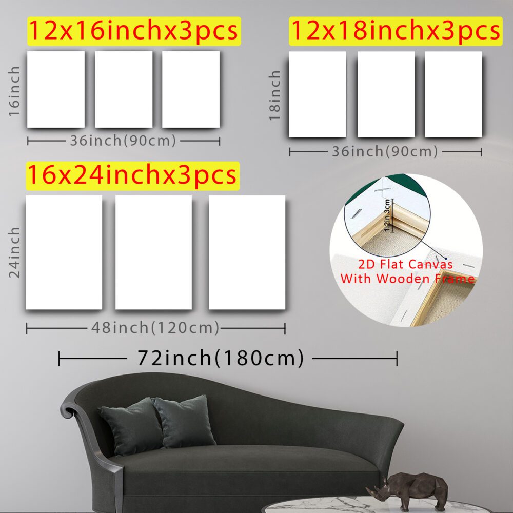 3pcs Botanical Nature Landscape Canvas Wall Art – Sage Green Painting - Image 4