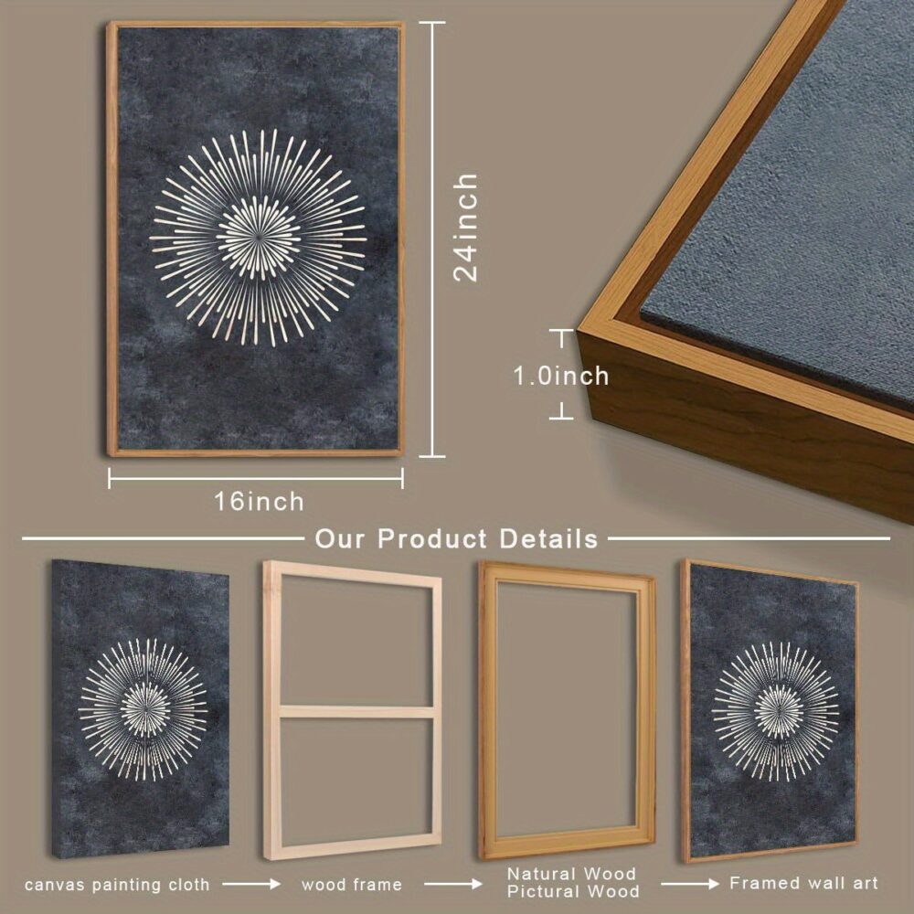Large Mid-Century Mandala Canvas – Neutral Textured Minimalist Wall Art - Image 5