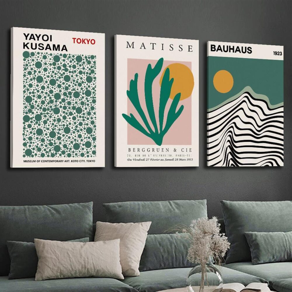 3pcs Botanical Nature Landscape Canvas Wall Art – Sage Green Painting - Image 8