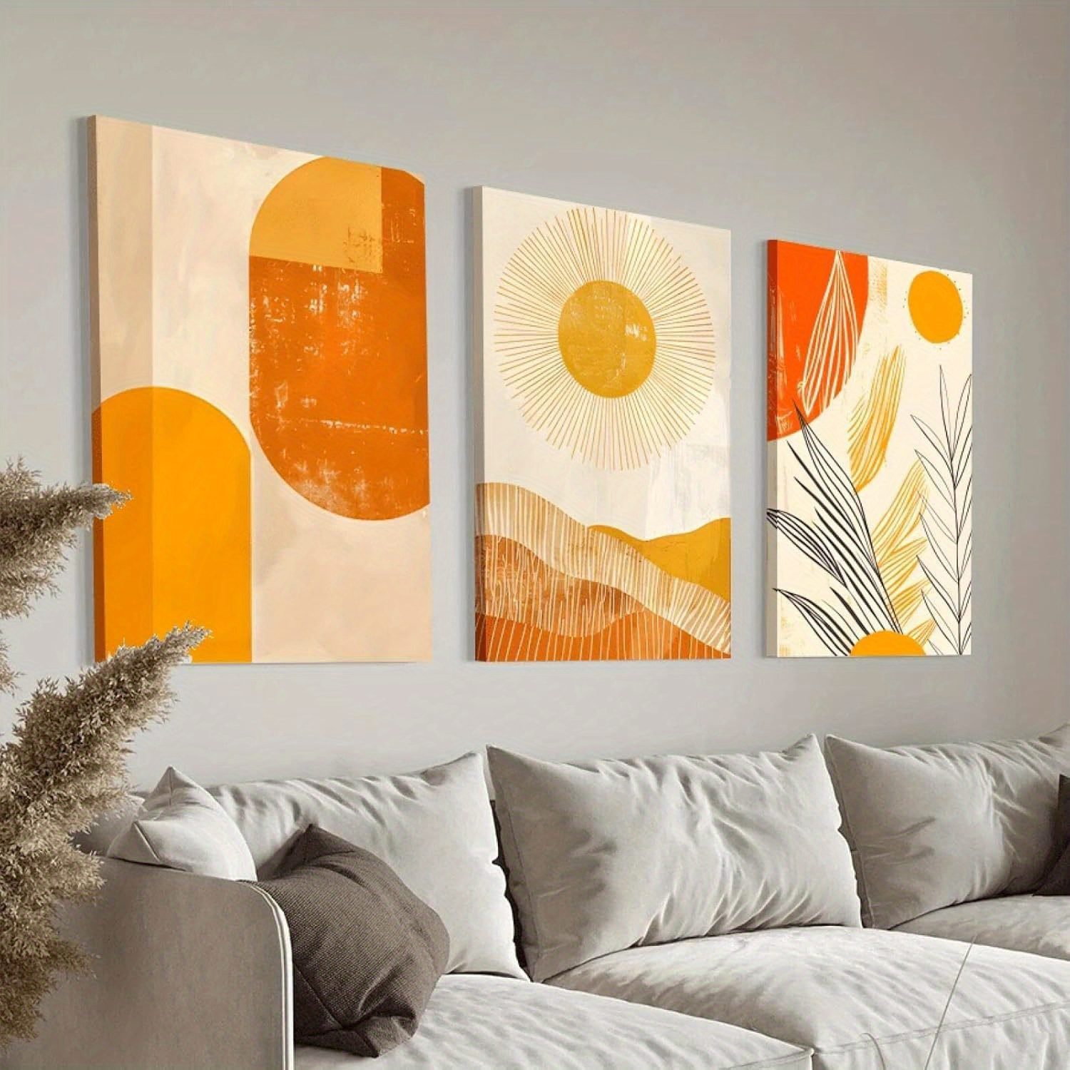 3pcs Abstract Geometric Canvas Wall Art – Modern Shapes & Patterns for Room Decoration