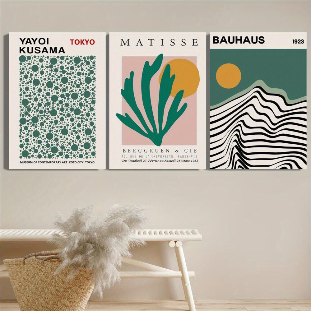 3pcs Botanical Nature Landscape Canvas Wall Art – Sage Green Painting