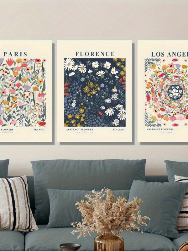 3pcs Matisse Flower Print Wall Art – Retro Abstract Plant Pattern - 8*12*1.5inch*3pcs