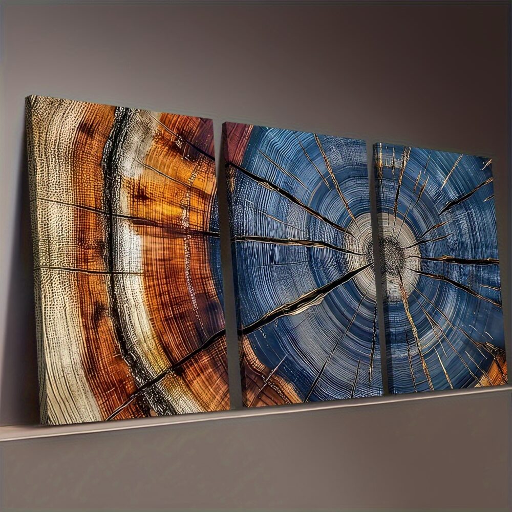 3pcs Tree Stump Ring Abstract Art – Canvas Surface-Printed Frames - Image 4