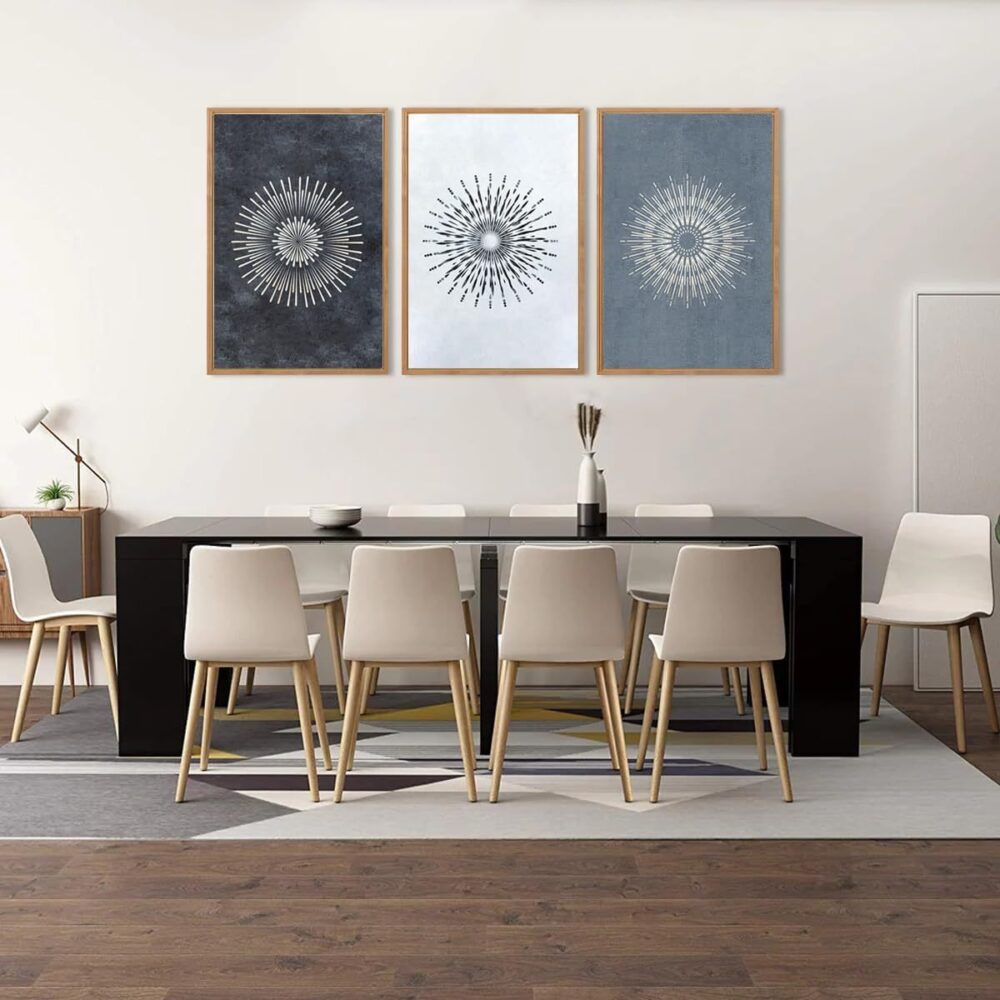 Large Mid-Century Mandala Canvas – Neutral Textured Minimalist Wall Art - Image 4
