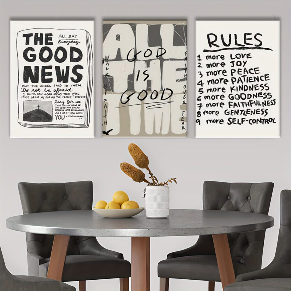 Christian Inspirational Quote Wall Art – God Is Good & Good News Minimalist Posters