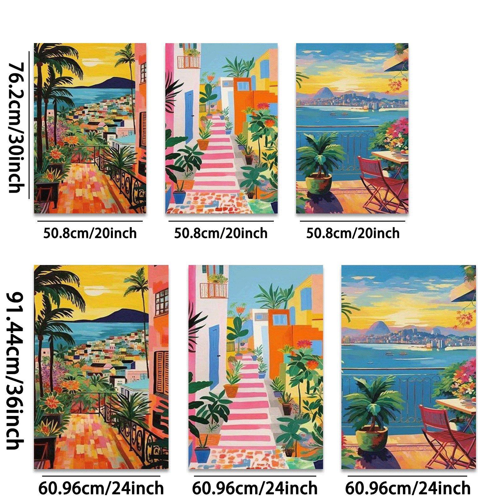 3pcs Vintage Brazilian Floral Canvas Prints – Indigenous Art & Retro Travel Poster Set - Image 3