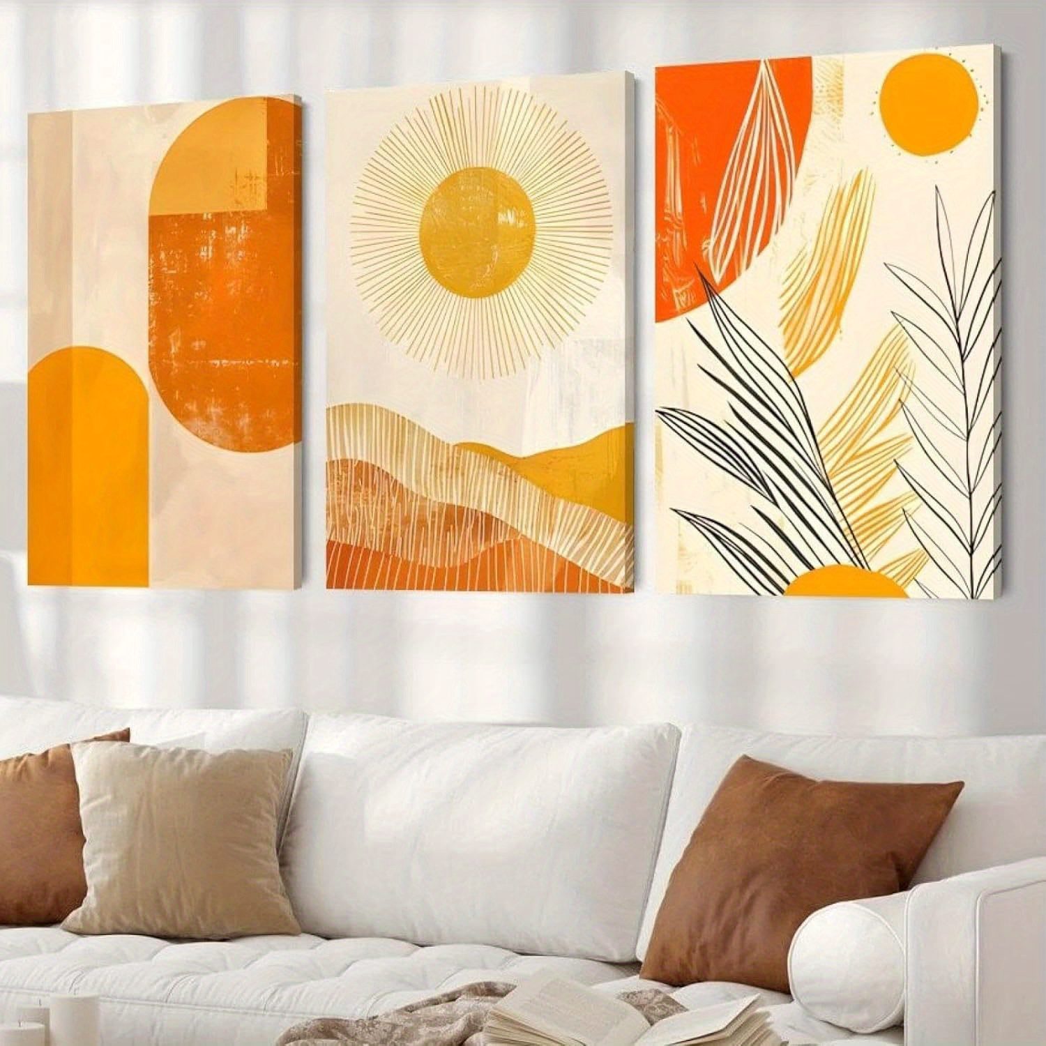 3pcs Abstract Geometric Canvas Wall Art – Modern Shapes & Patterns for Room Decoration - Image 2
