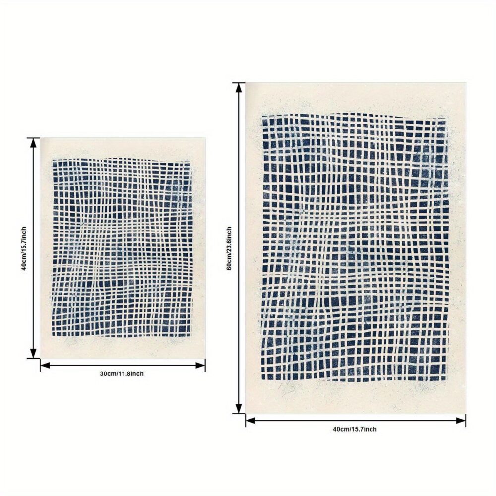 3pcs Navy Blue & White Geometric Canvas Wall Art – Bohemian Style Wrapped Set - Image 7