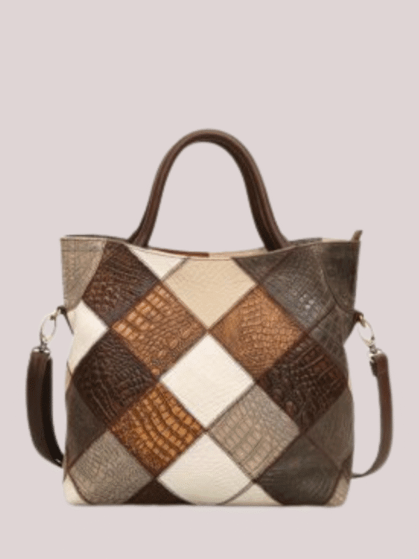 Ethnic Style Genuine Leather Patchwork Bag for Women