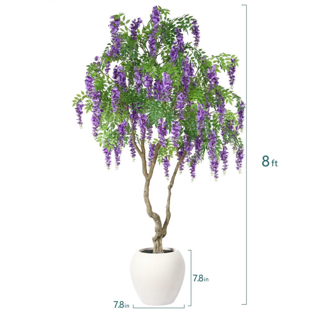 8FT Matthiola Incana Faux Flower Tree – Elegant Purple Indoor Decor 🌿💜 - Image 5