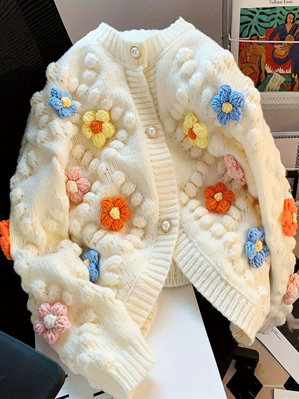 Y2K Floral Grid Cardigan – Pastel Party Sweater for All Seasons 🌸🎀