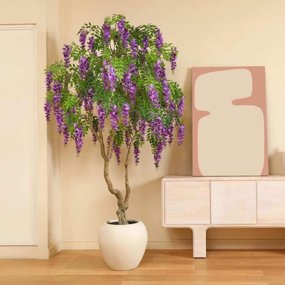 8FT Matthiola Incana Faux Flower Tree – Elegant Purple Indoor Decor 🌿💜 - Image 6