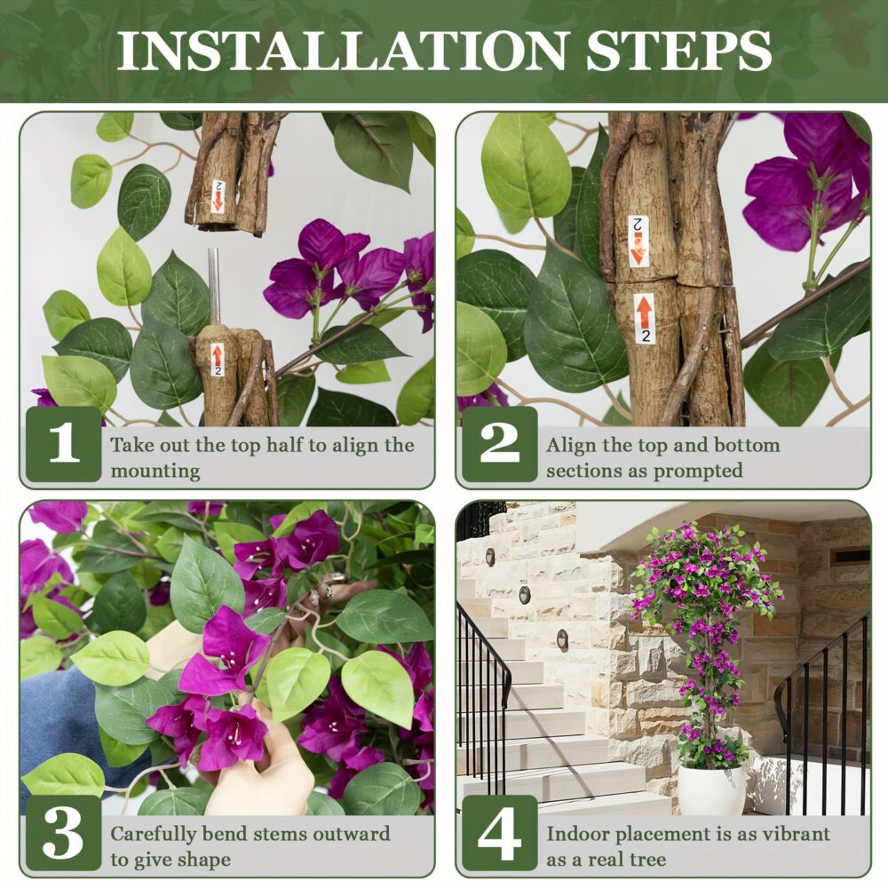 2pcs 7FT Purple Bougainvillea Trees – Realistic Faux Plants for Indoors & Outdoors 🌿🌺 - Image 7