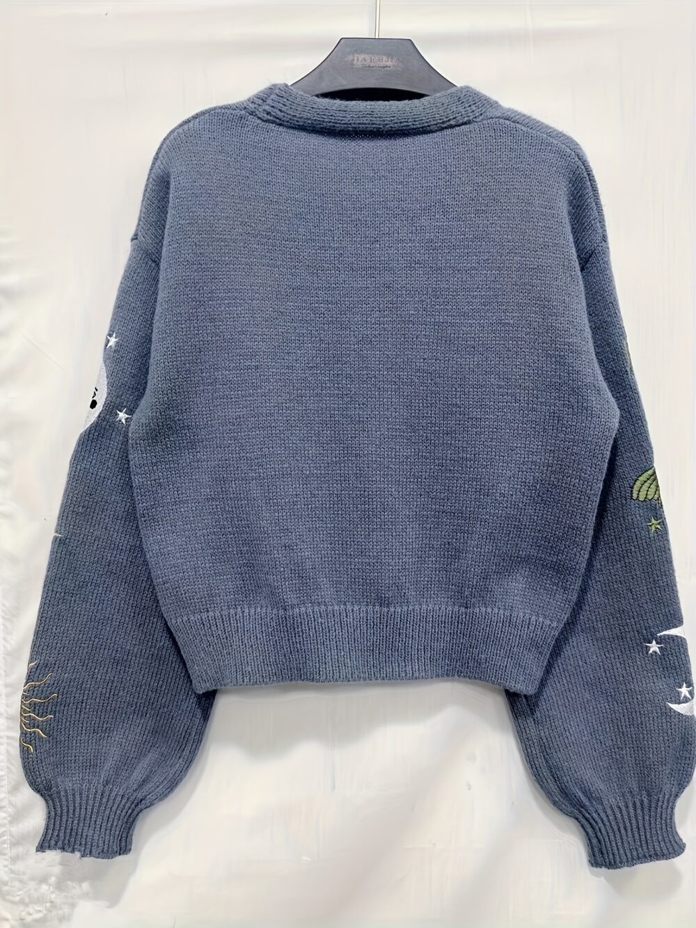 Sun & Moon Crop Knitted Cardigan – Chic Button Front Lantern Sleeve 🌞🌙 - Image 8