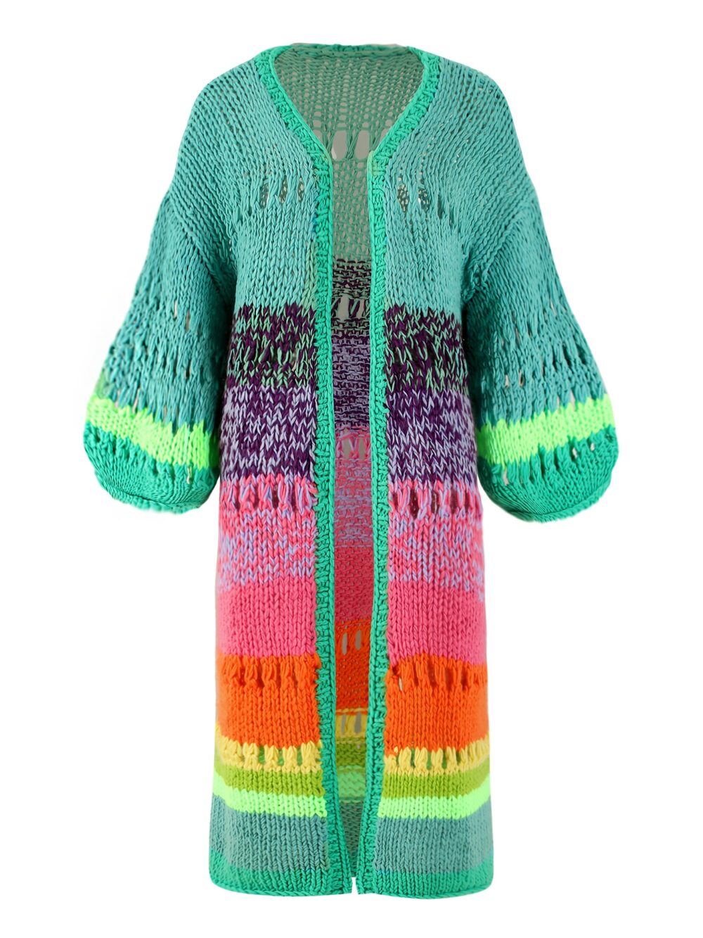 Colorful Boho Gradient Coat – Retro Ribbon Cardigan Cover-Up 🧥🌈 - Image 6