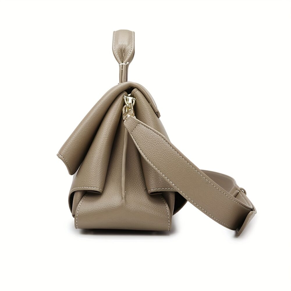 Genuine Leather Single Shoulder Handbag with Detachable Strap Elegance - Image 2