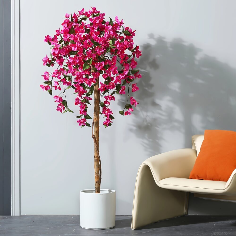 4FT/5FT Artificial Bougainvillea Tree – Faux Potted Plant with Pink Flowers - Image 4
