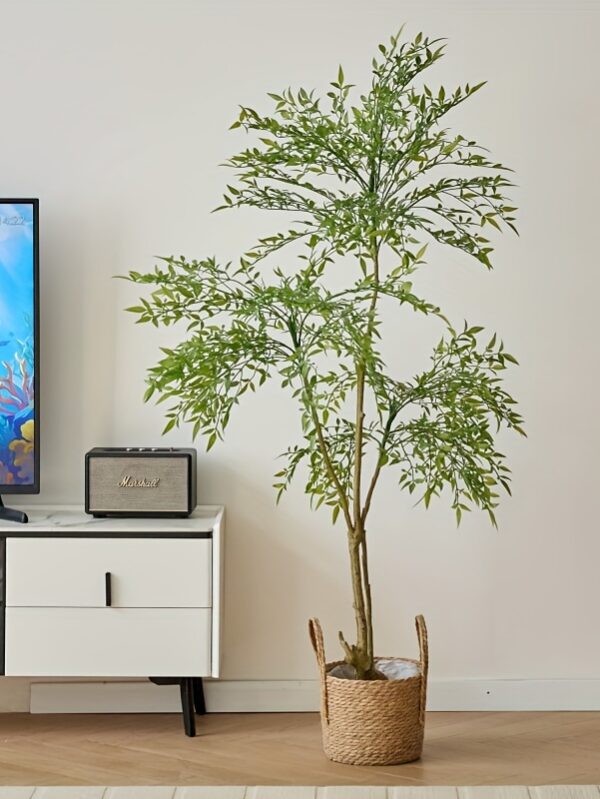 24" Artificial Nandina Bonsai Tree – Faux Sacred Bamboo in Pot