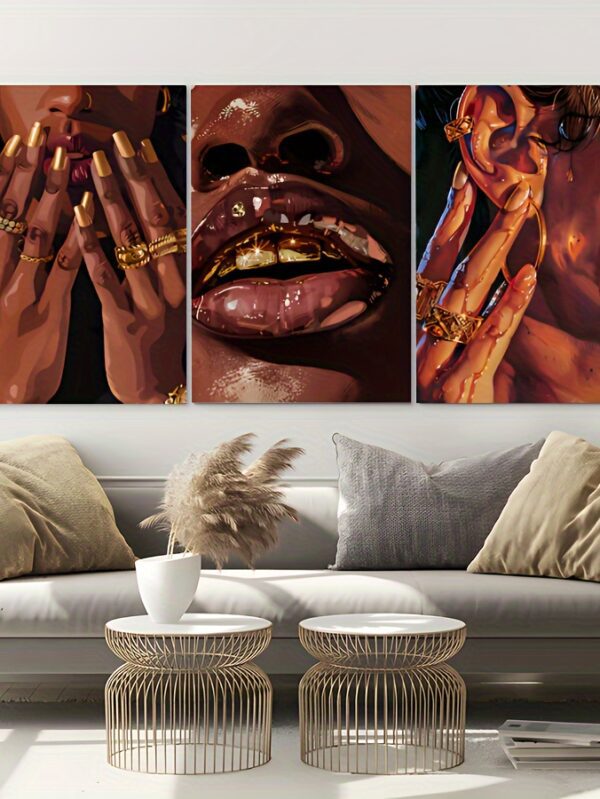 3pcs African American Fashion Women  Framed Canvas Set - 0926Xmas0716x24inch(40x60cm)x3pcs