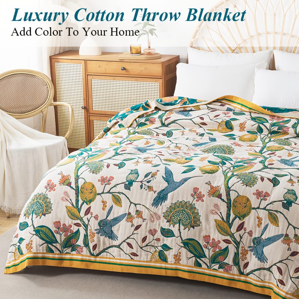 Super Soft Muslin Boho Throw Blanket – Lightweight Bedspread, Travel & Picnic Blanket 🧺🛏️ - Image 3