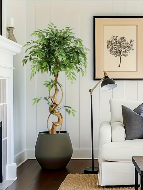 4/5/6FT Artificial Ficus Tree β Tall Faux Plant with White Planter