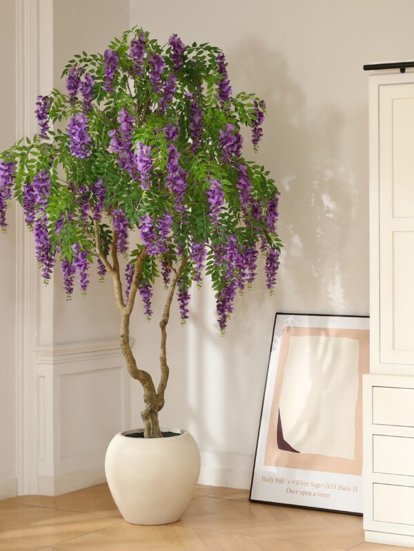 8FT Matthiola Incana Faux Flower Tree – Elegant Purple Indoor Decor 🌿💜