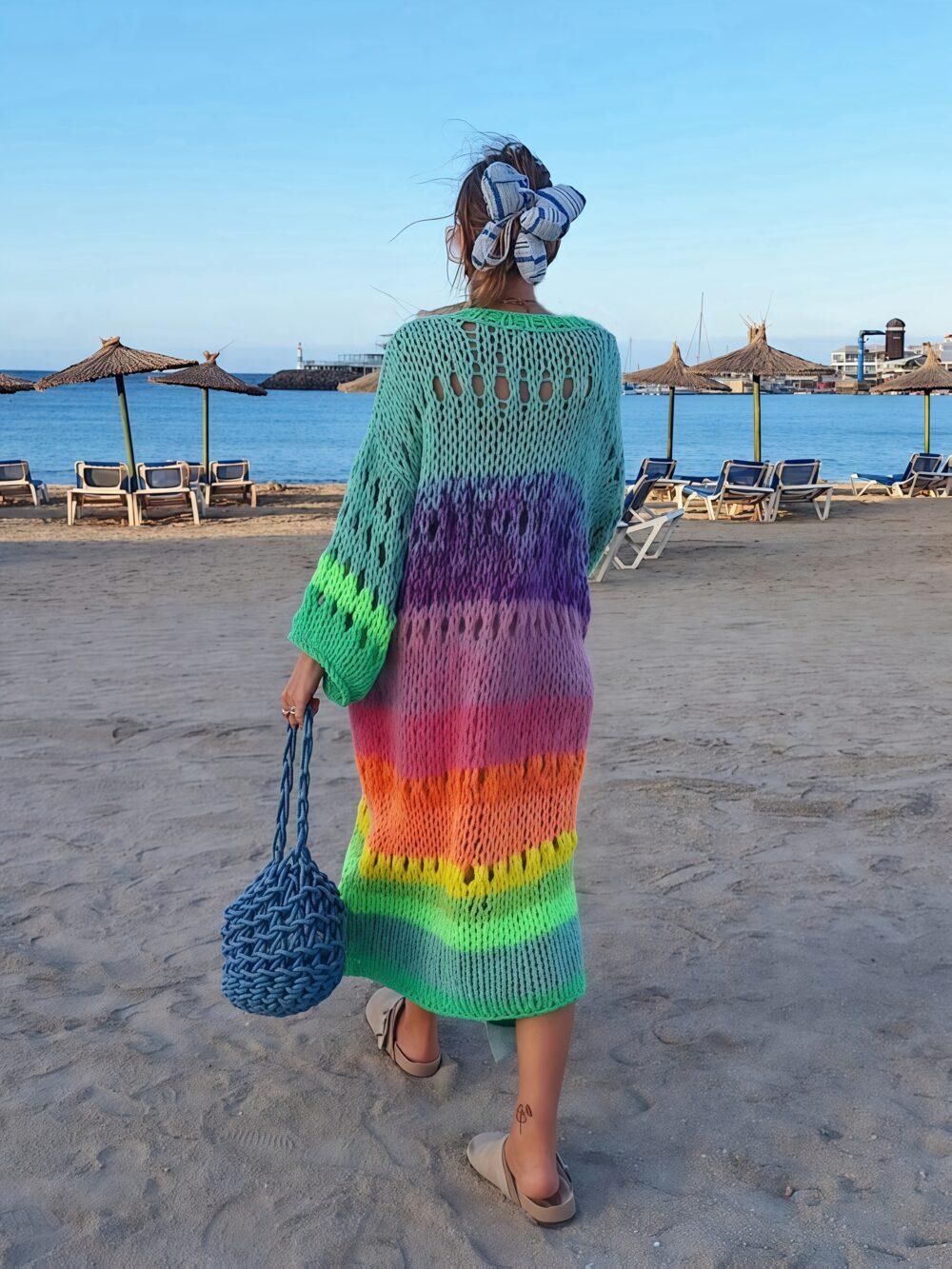 Colorful Boho Gradient Coat – Retro Ribbon Cardigan Cover-Up 🧥🌈 - Image 2