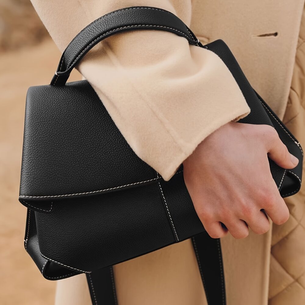 Genuine Leather Single Shoulder Handbag with Detachable Strap Elegance - Image 7
