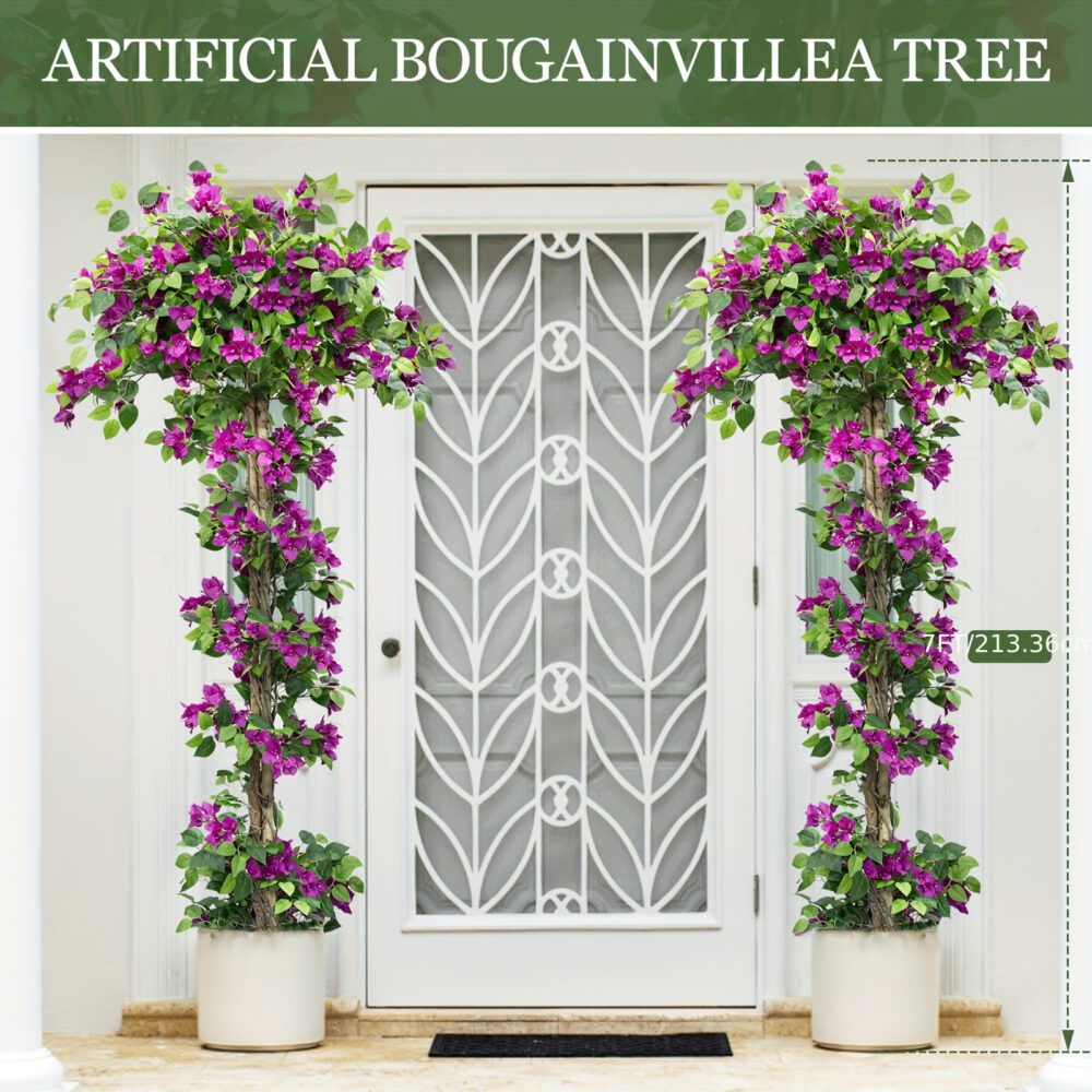 2pcs 7FT Purple Bougainvillea Trees – Realistic Faux Plants for Indoors & Outdoors 🌿🌺
