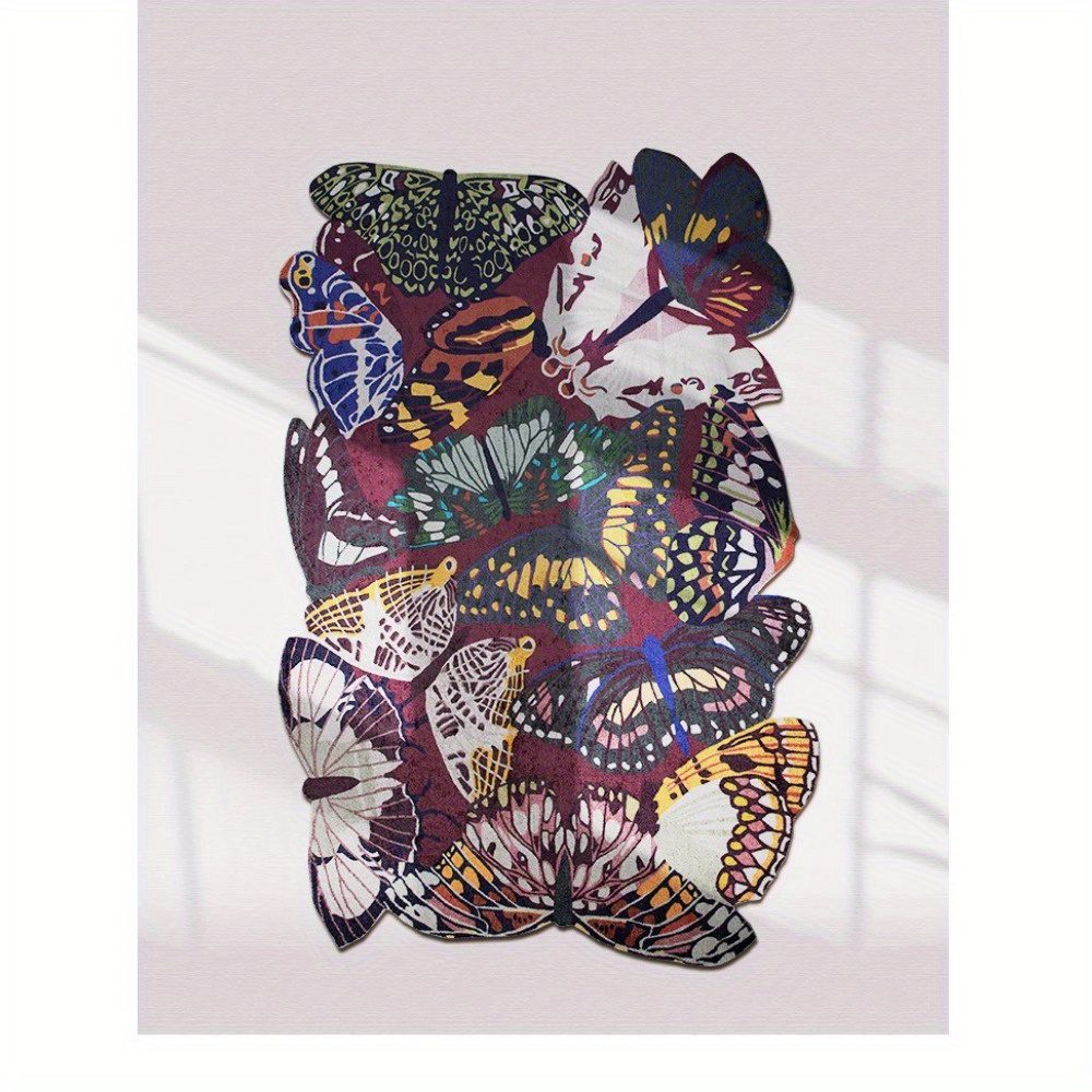 Large Bohemian Floral Area Mat – Ultra-Soft Butterfly & Leaf Rug