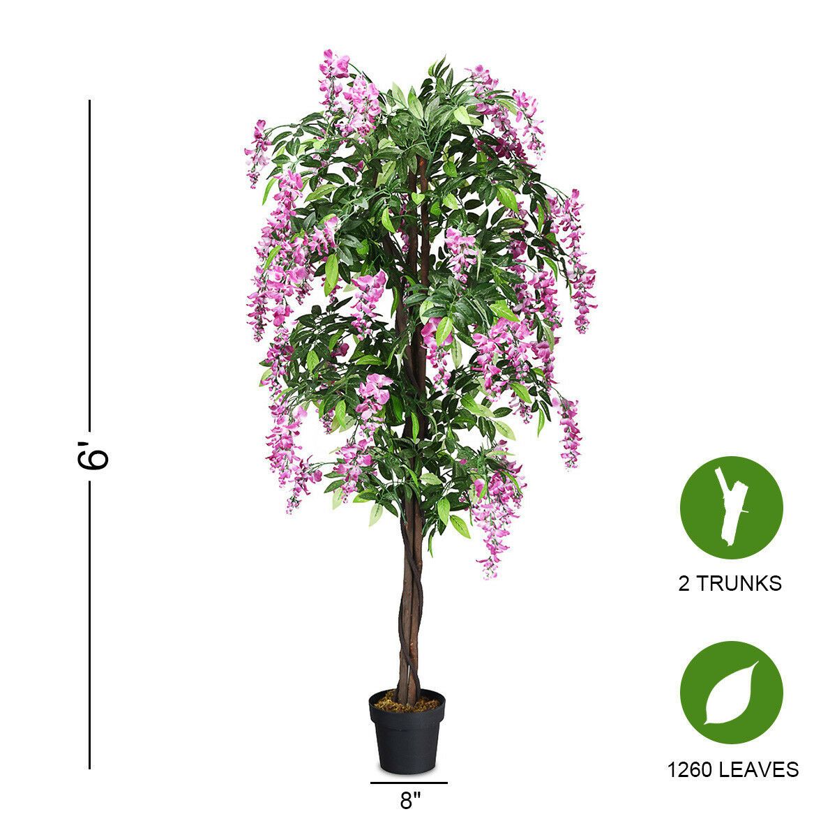 6FT SAFSTAR Lifelike Wisteria Tree β Elegant Artificial Flower in Pot πΏπ‘ - Image 2