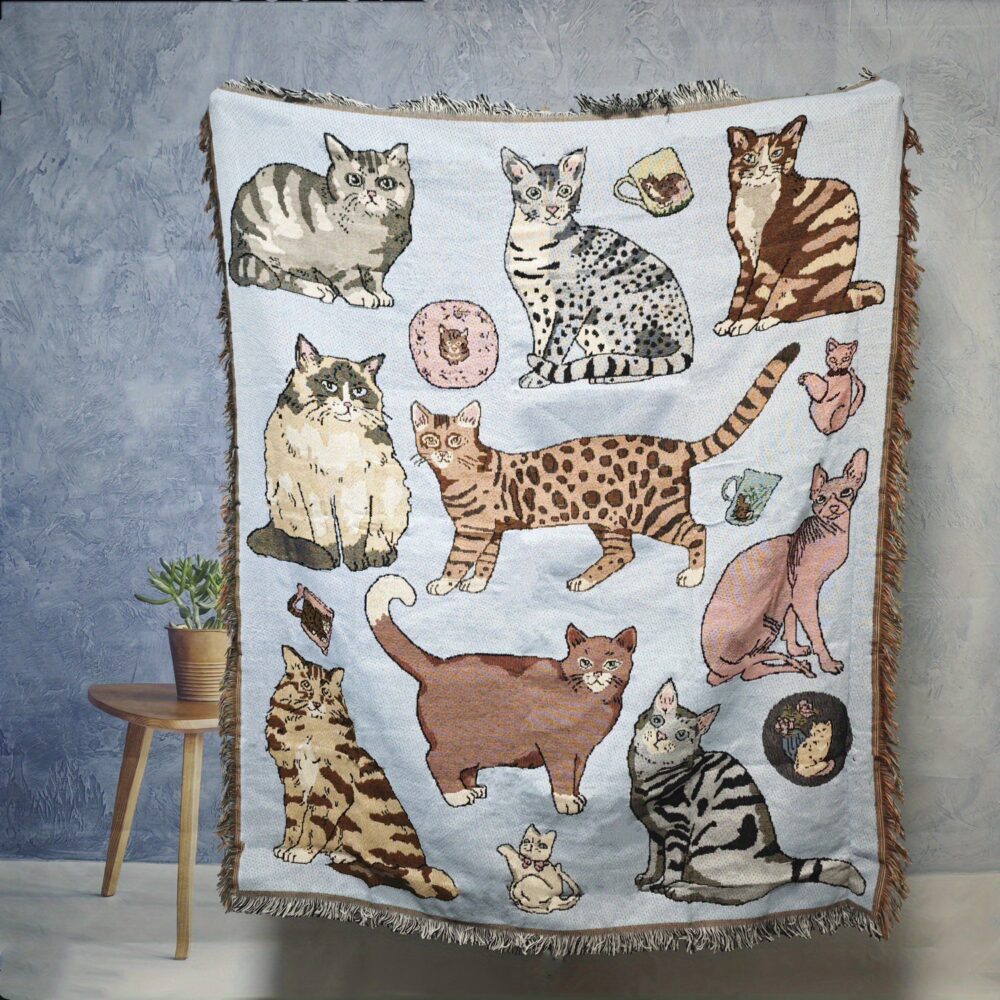 Soft Bohemian Yarn Throw Blanket – Pink Jacquard with Tassels & Leopard Floral Pattern - Image 4