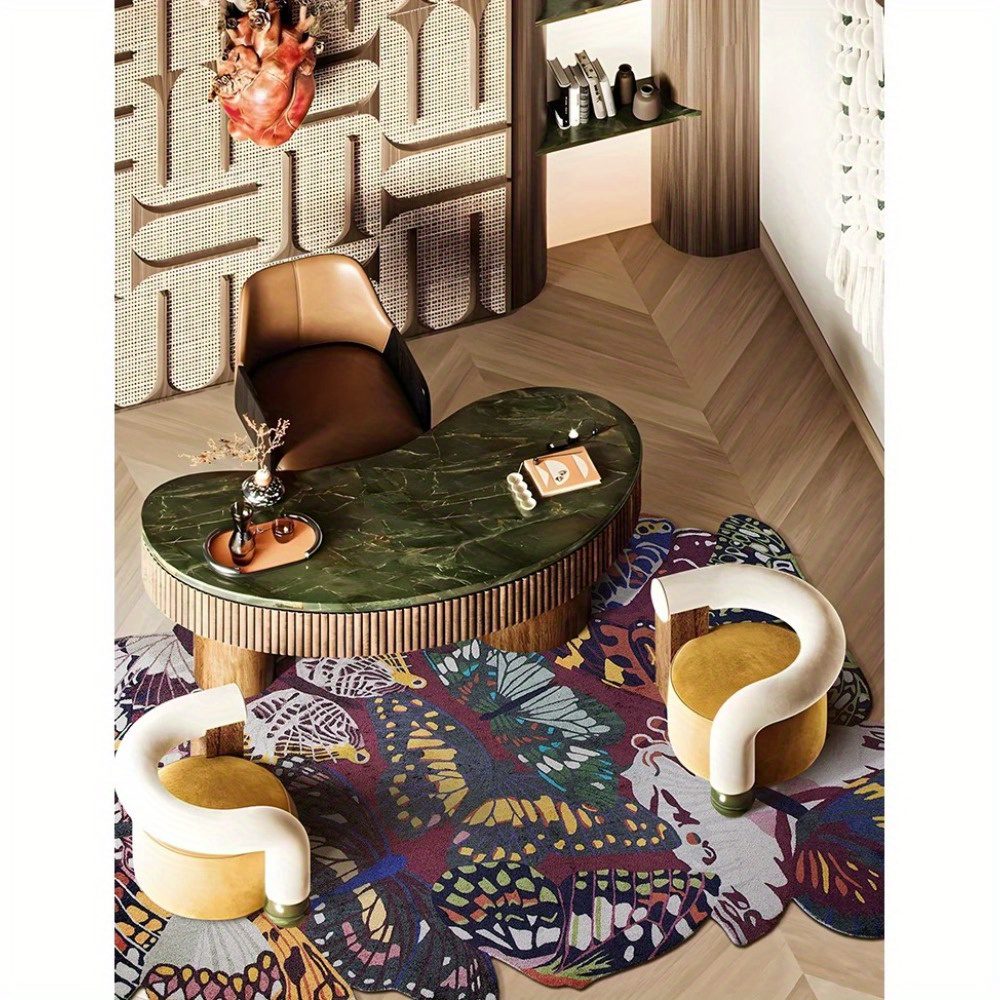 Large Bohemian Floral Area Mat – Ultra-Soft Butterfly & Leaf Rug - Image 4