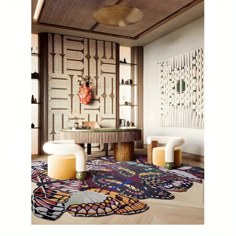Large Bohemian Floral Area Mat – Ultra-Soft Butterfly & Leaf Rug - Image 2